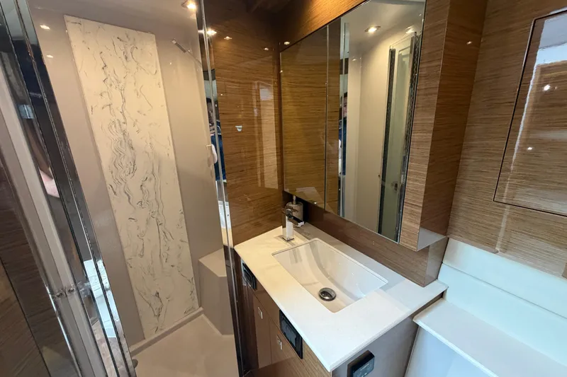 Slide: The Image of Luxurious bathroom interior of 2018 Cruisers Yachts 50 Cantius with modern fixtures and elegant design. - 29