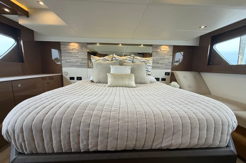 Slide: The Image of Luxurious bedroom interior of 2018 Cruisers Yachts 50 Cantius with elegant bedding and modern design. - 39