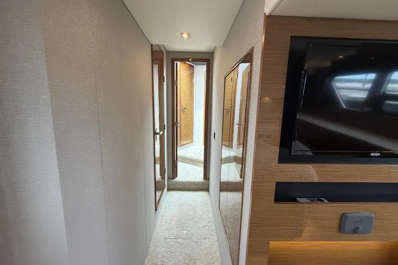 Slide: The Image of Luxurious interior hallway of 2018 Cruisers Yachts 50 Cantius with modern design elements. - 45