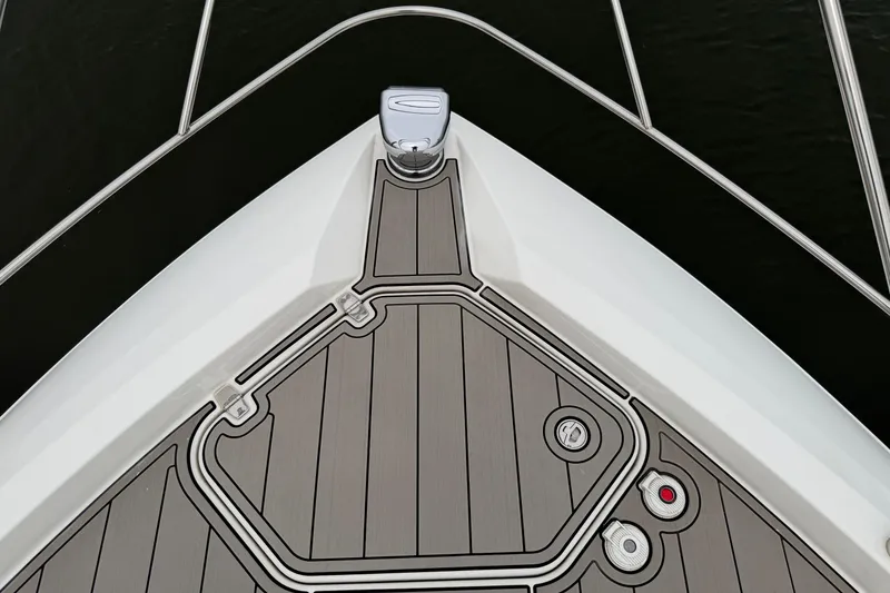 Slide: The Image of Bow of 2018 Cruisers Yachts 50 Cantius with sleek deck design and fittings. - 59