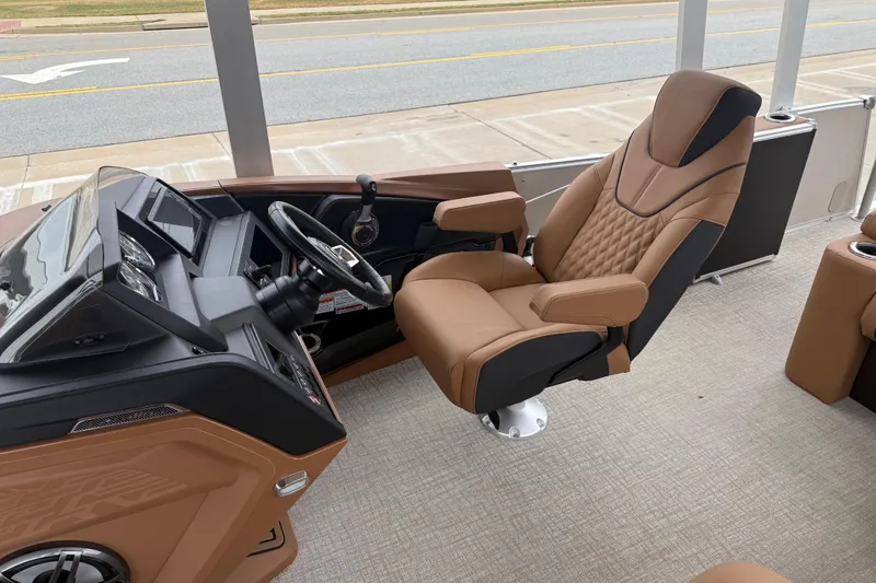 Slide: The Image of Luxurious captain's chair and helm of 2026 Avalon Catalina Cruise Funship, showcasing modern design. - 14