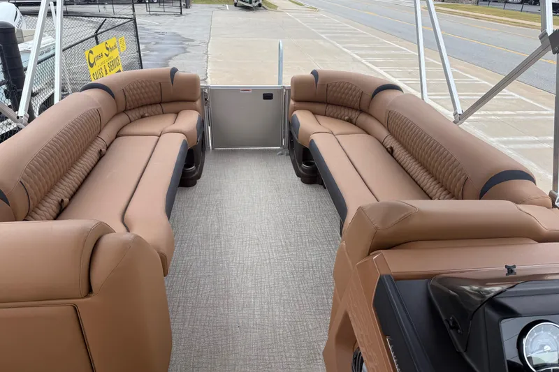 Slide: The Image of Luxurious interior of 2026 Avalon Catalina Cruise Funship pontoon boat with plush seating. - 18