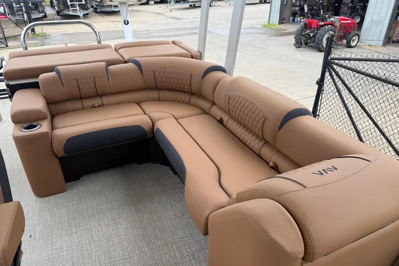 Slide: The Image of Luxurious seating on 2026 Avalon Catalina Cruise Funship, featuring plush brown upholstery. - 25