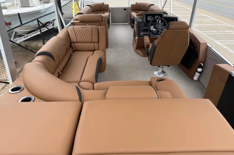 Slide: The Image of Luxurious interior of 2026 Avalon Catalina Cruise Funship, featuring plush seating and modern helm. - 32