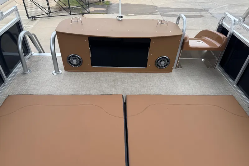 Slide: The Image of 2026 Avalon Catalina Cruise Funship deck with seating and speakers. - 34