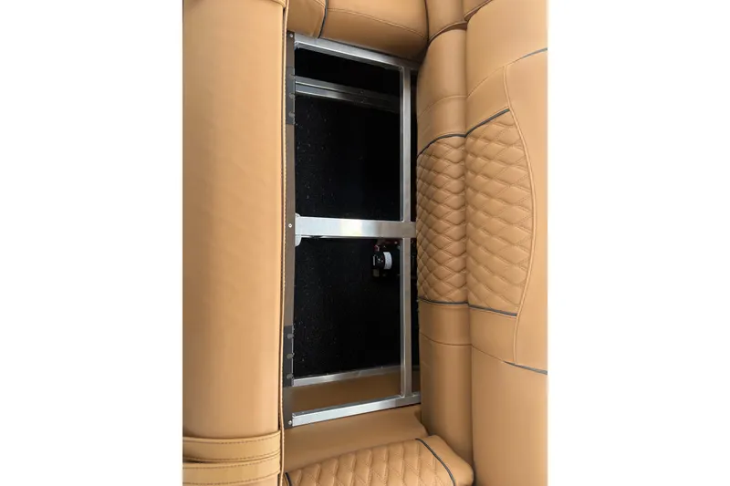 Slide: The Image of Luxurious tan seating detail on 2026 Avalon Catalina Cruise Funship, showcasing quilted design and craftsmanship. - 37