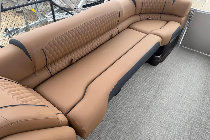 Slide: The Image of Luxurious seating on 2026 Avalon Catalina Cruise Funship, featuring elegant brown upholstery. - 42