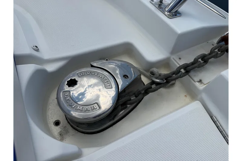 Slide: The Image of Anchor windlass on 2019 Jeanneau Leader 10.5 boat deck. - 103