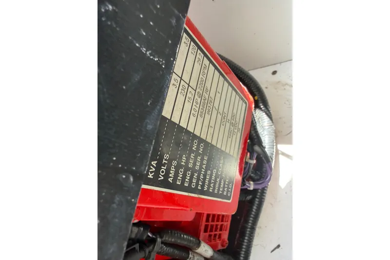 Slide: The Image of Engine specifications label on a 2019 Jeanneau Leader 10.5 boat. - 48