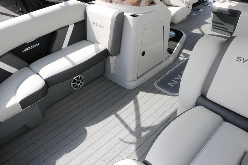 Slide: The Image of Luxurious interior of 2025 Sylvan MIRAGE X3 DLZ BAR pontoon boat. - 12