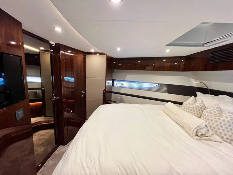 Slide: The Image of Luxurious bedroom interior of 2020 Fairline Squadron 68 yacht with modern design. - 26
