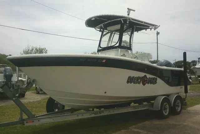 Slide: The Image of 2014 Sea Fox 226 Commander boat on trailer, side view. - 13
