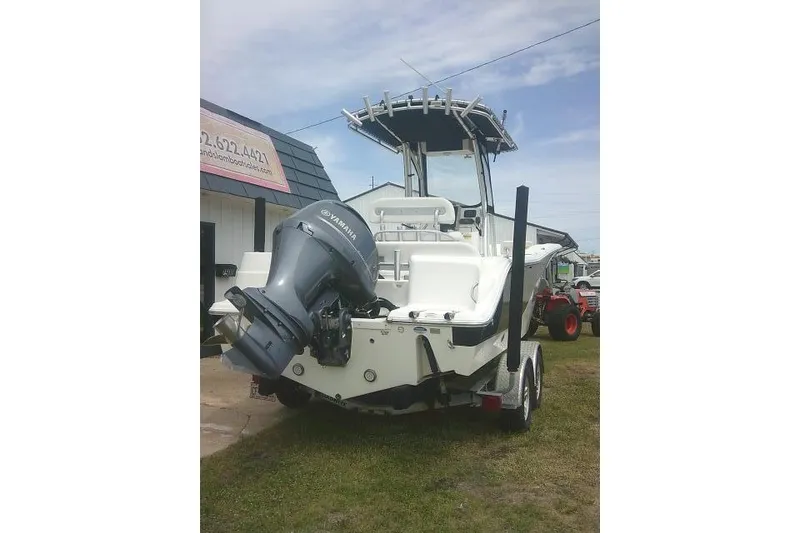 Slide: The Image of 2014 Sea Fox 226 Commander boat with Yamaha outboard motor on trailer. - 8