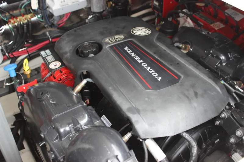 Slide: The Image of Engine compartment of a 2018 Regal 33 Express with Volvo Penta engine. - 16