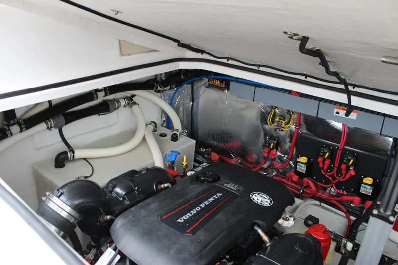 Slide: The Image of Engine compartment of a 2018 Regal 33 Express boat with Volvo Penta engine. - 20