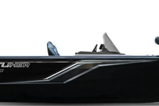 The Image of 2026 Crestliner 1650 HAWK SC boat, sleek black design, side view. - 1