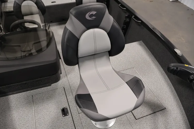Slide: The Image of 2027 Crestliner 1650 HAWK SC boat interior with sleek, modern seating design. - 19