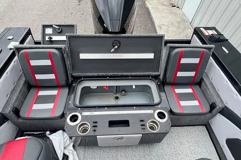 Slide: The Image of 2023 Ranger VX1888 WT boat interior with seating and storage compartments. - 13