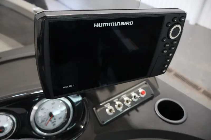 Slide: The Image of Humminbird Helix 7 fish finder on 2026 Crestliner 1750 Fish Hawk SC dashboard. - 29