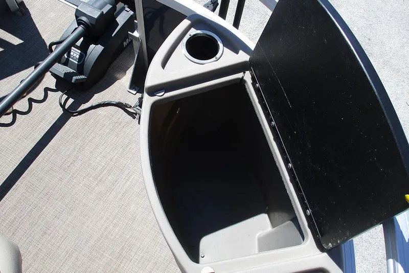 Slide: The Image of Storage compartment on 2023 Sun Tracker Bass Buggy 18 DLX pontoon boat. - 12