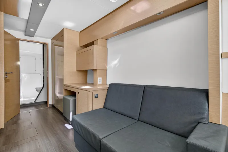 Slide: The Image of Interior of 2015 Fountaine Pajot Helia 44 yacht with modern furnishings and sleek design. - 78