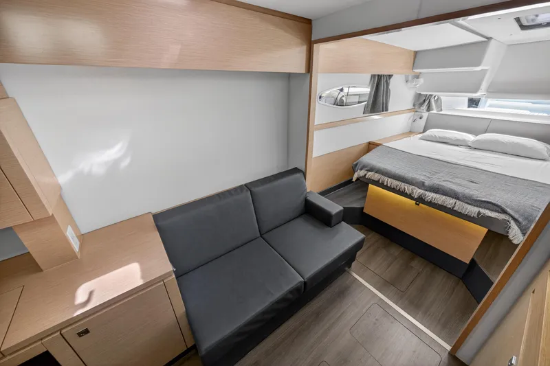 Slide: The Image of Luxurious interior of 2015 Fountaine Pajot Helia 44 catamaran with modern furnishings. - 80