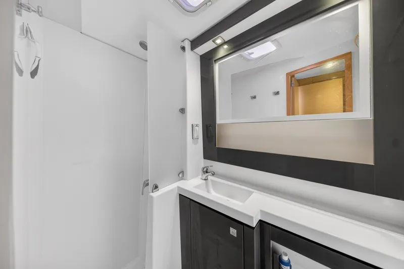 Slide: The Image of Modern bathroom interior on a 2015 Fountaine Pajot Helia 44 catamaran. - 97