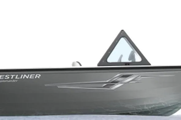 The Image of 2026 Crestliner 1850 Commander boat, sleek design, partial side view, triangular window. - 1