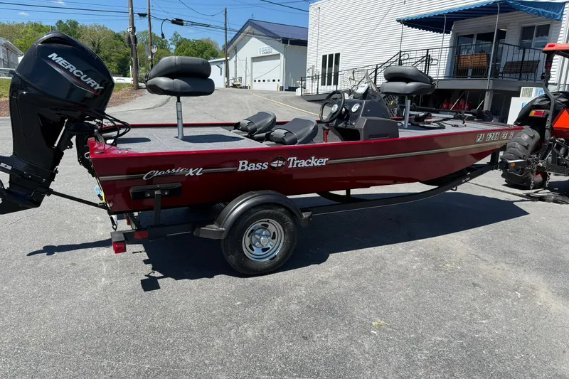 Slide: The Image of 2020 Tracker Bass Tracker Classic XL boat with Mercury engine on trailer. - 3