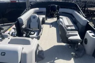 Slide: The Image of 2026 Princecraft Vectra 23 L pontoon boat interior with spacious seating and modern design. - 14