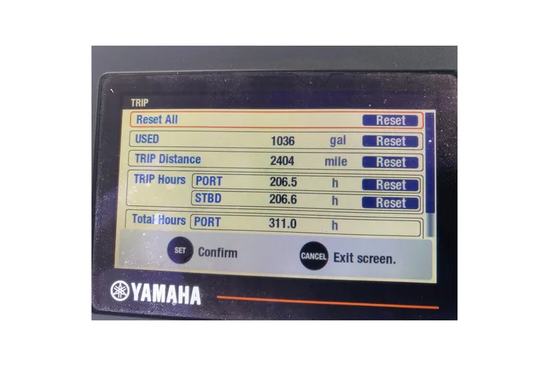 Slide: The Image of Yamaha display showing trip data for 2020 Sea Hunt Ultra 275 SE boat. - 3