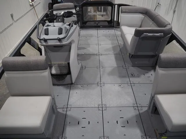 Slide: The Image of Interior of 2023 Sea-Doo Switch 16 with gray seating. - 6