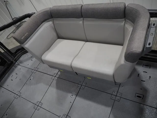 Slide: The Image of Interior of 2023 Sea-Doo Switch 16 with gray seating. - 9