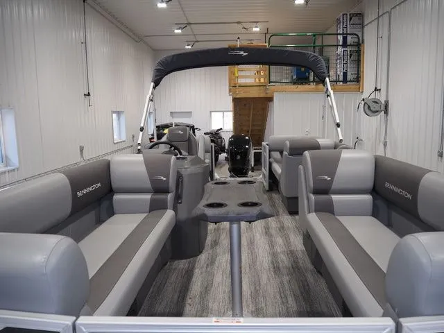 Slide: The Image of Interior view of 2025 Bennington S Quad Bench 21 SSR pontoon boat. - 5
