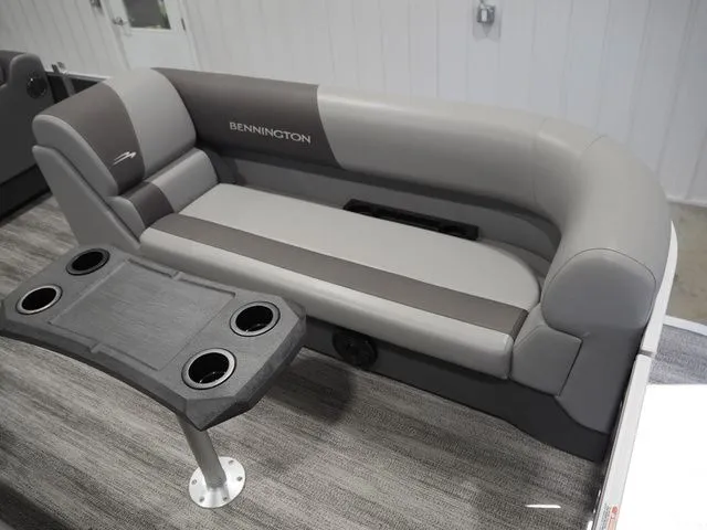 Slide: The Image of Bennington S Quad Bench 21 SSR, gray upholstery, 2025 model. - 6