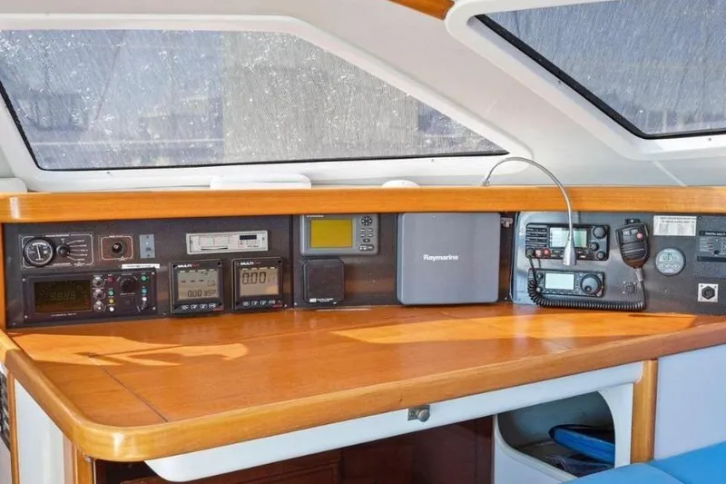 Slide: The Image of Navigation equipment on 2002 Outremer 55 Light yacht's control panel. - 17