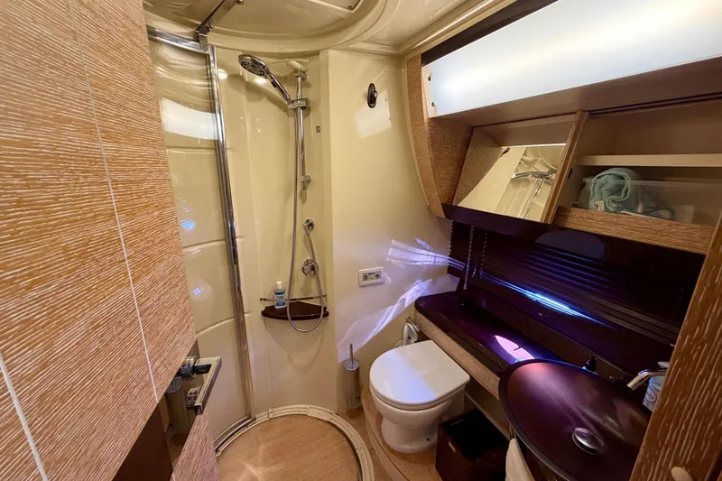 Slide: The Image of Luxurious bathroom interior of 2013 Azimut 60 yacht with modern fixtures and elegant design. - 55