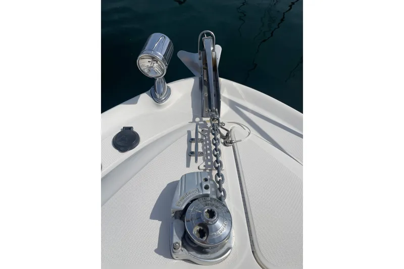 Slide: The Image of Bow of 2003 Sea Ray 340 Sundancer with anchor chain and windlass. - 5