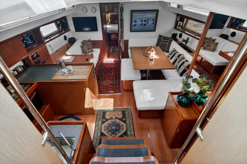 Slide: The Image of Luxurious interior of 2012 Beneteau Oceanis 48 yacht with elegant seating and decor. - 27