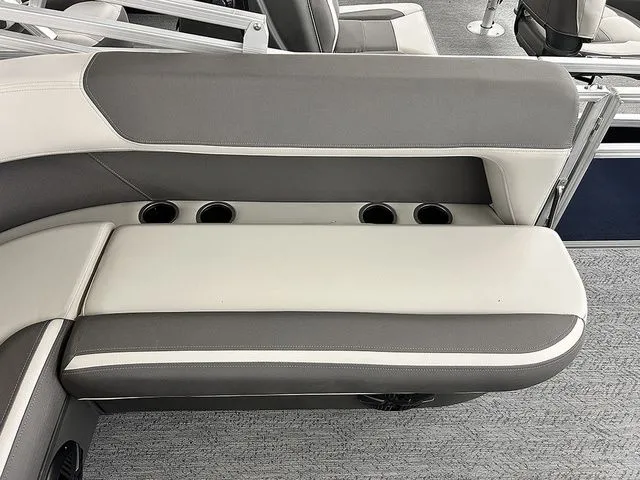 Slide: The Image of Interior of 2026 Sun Tracker Bass Buggy 18 DLX with gray upholstery. - 11