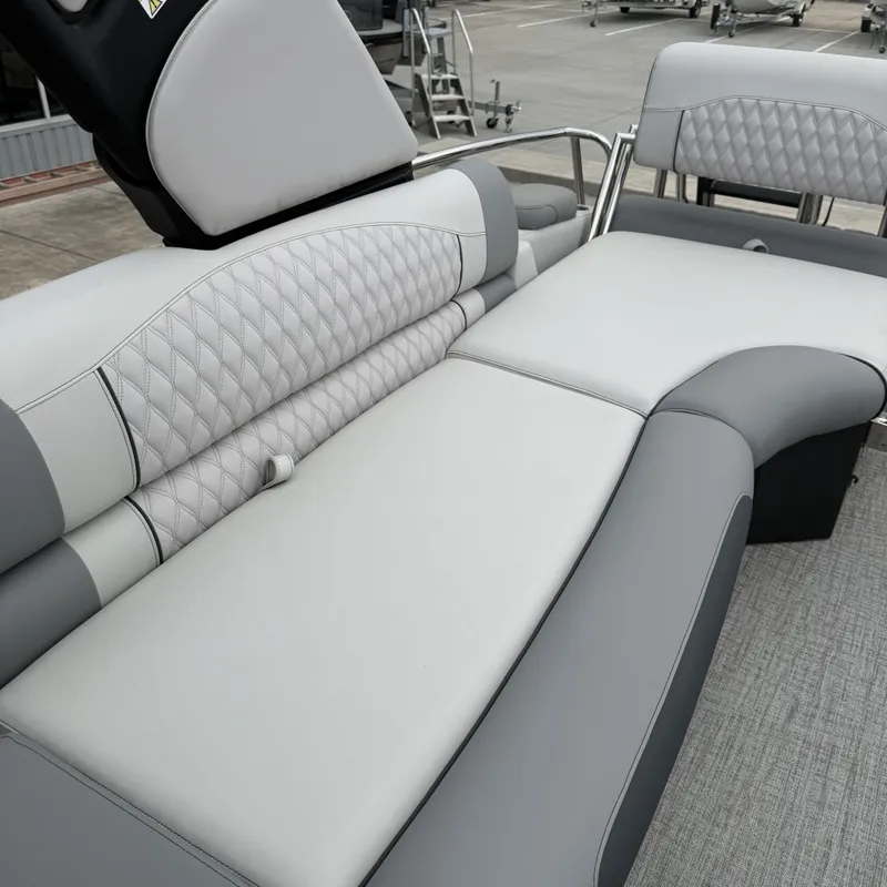 Slide: The Image of Luxurious seating in Avalon QLS25T Excalibur 2026 boat. - 27