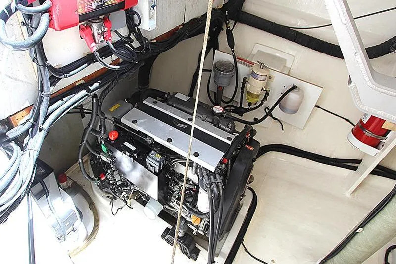 Slide: The Image of Engine room of a 2020 Leopard 50 yacht, showcasing detailed wiring and components. - 37