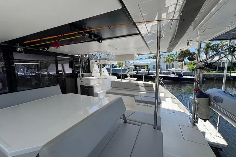 Slide: The Image of Spacious deck of a 2020 Leopard 50 yacht, featuring comfortable seating and modern design. - 6