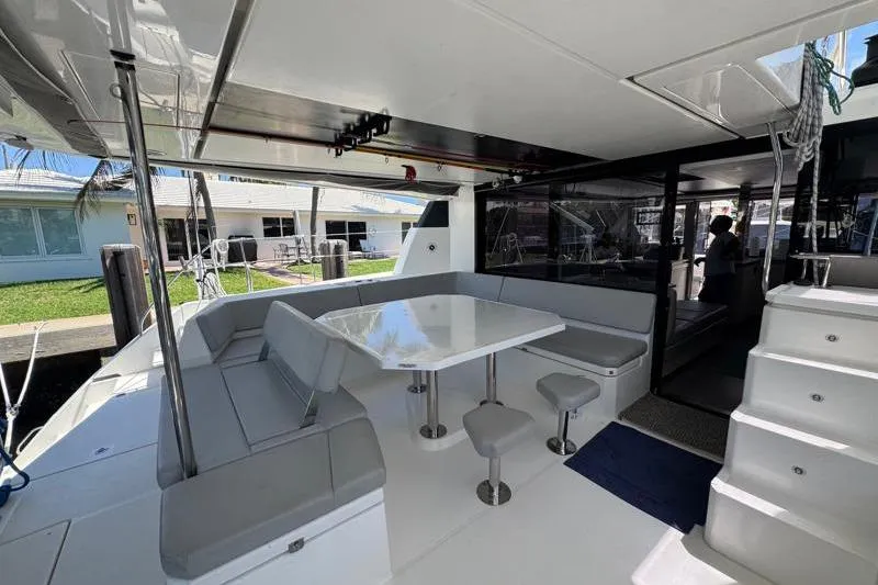 Slide: The Image of Spacious deck area of 2020 Leopard 50 catamaran with seating and table. - 8
