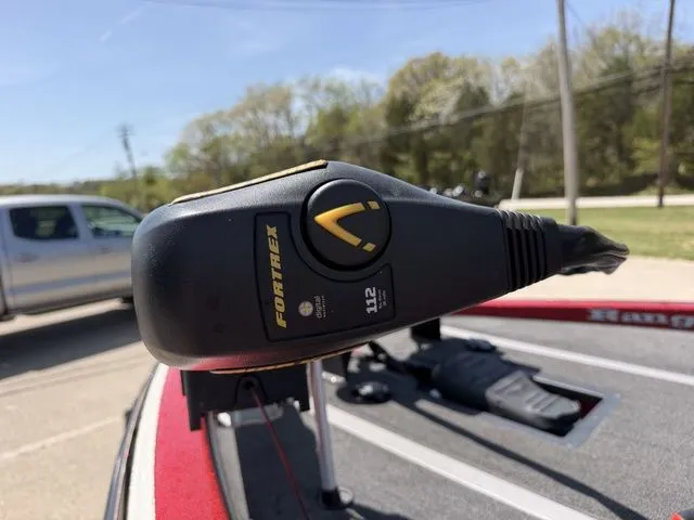 Slide: The Image of Close-up of a Fortrex motor on a 2026 Ranger Z20 boat. - 11