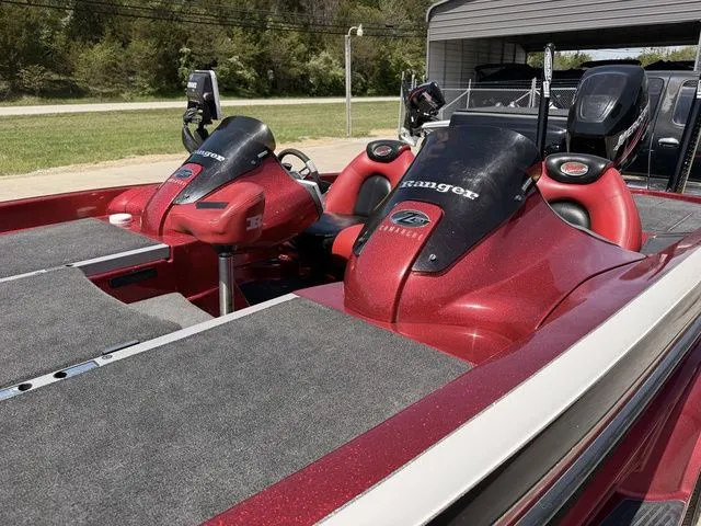 Slide: The Image of Ranger Z20 2026 boat with red glitter finish and modern features. - 12