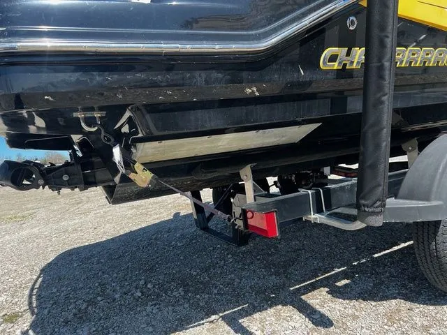 Slide: The Image of 2015 Chaparral Vortex 223 VRX boat on trailer, close-up view. - 17