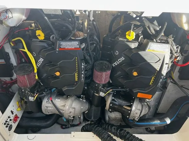 Slide: The Image of Engine compartment of 2015 Chaparral Vortex 223 VRX with dual Rotax engines. - 18