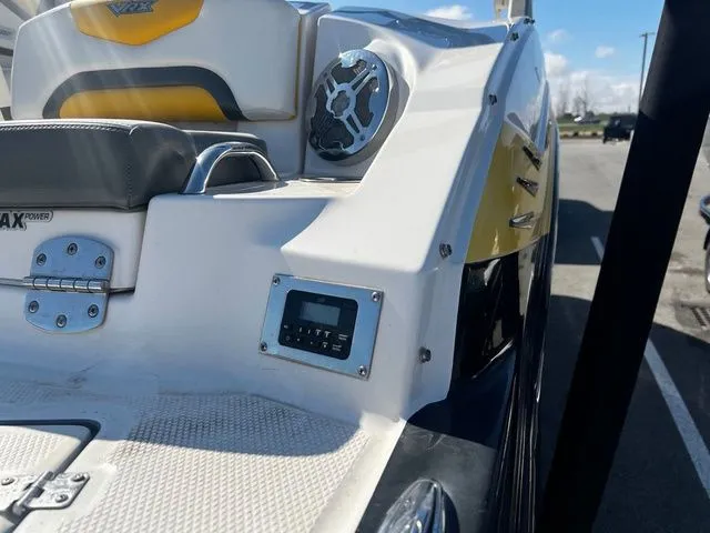Slide: The Image of Close-up of a 2015 Chaparral Vortex 223 VRX boat section with speaker. - 7