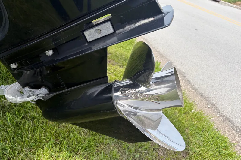 Slide: The Image of Close-up of a Mercury Enertia propeller on a 1991 Lund 1750 Tyee boat. - 22
